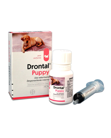 Para mis parásitos cuando soy cachorrito. Drontal Puppy Jarabe