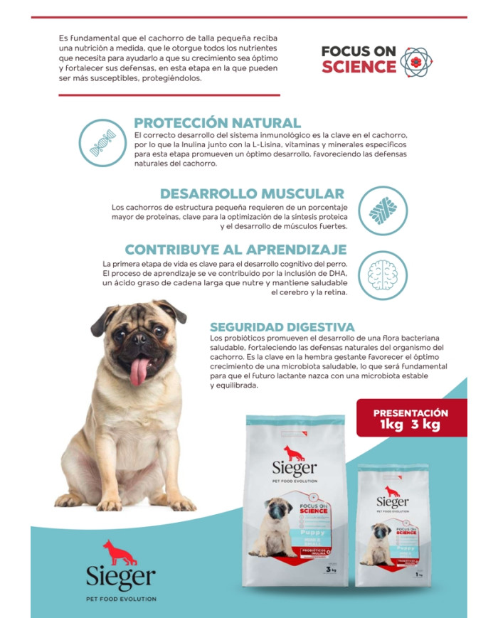 Alimento Super Premium Sieger Puppy Mini Small, merezco lo mejor, soy cachorro y de raza pequeña
