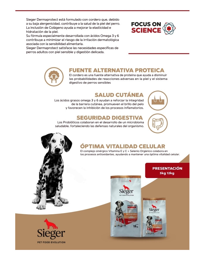 Alimento Super Premium Sieger Cordero Derma protect