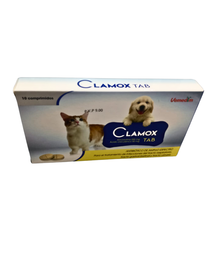 Amoxicilina 200mg + Ácido clavulánico 50mg. Clamox tab