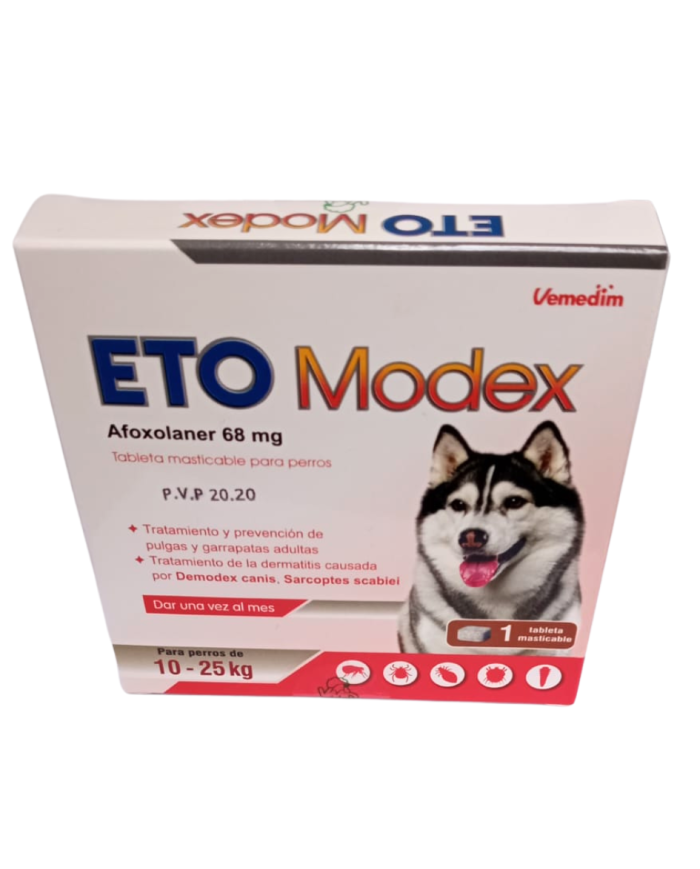 Antipulgas y Garrapatas y tratamiento dermatitis. Eto Modex