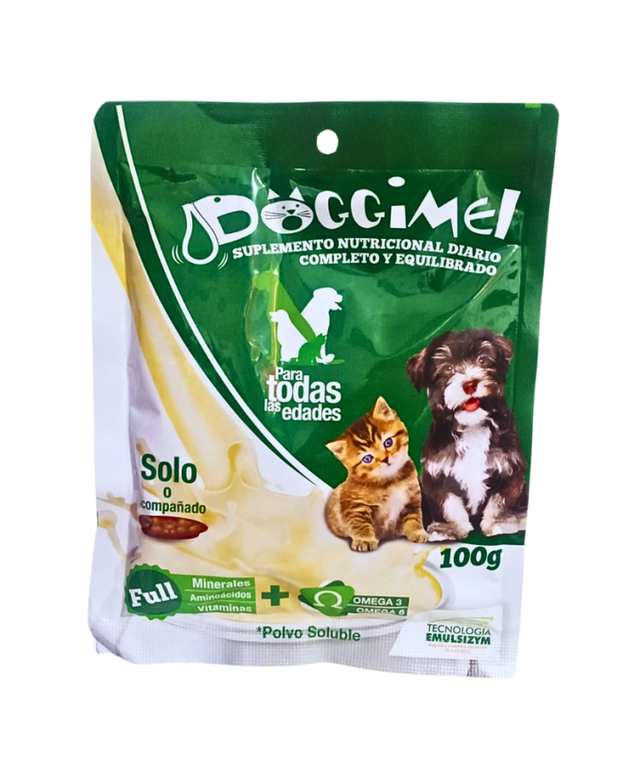 Leche en polvo Doggimel. Suplemento alimenticio