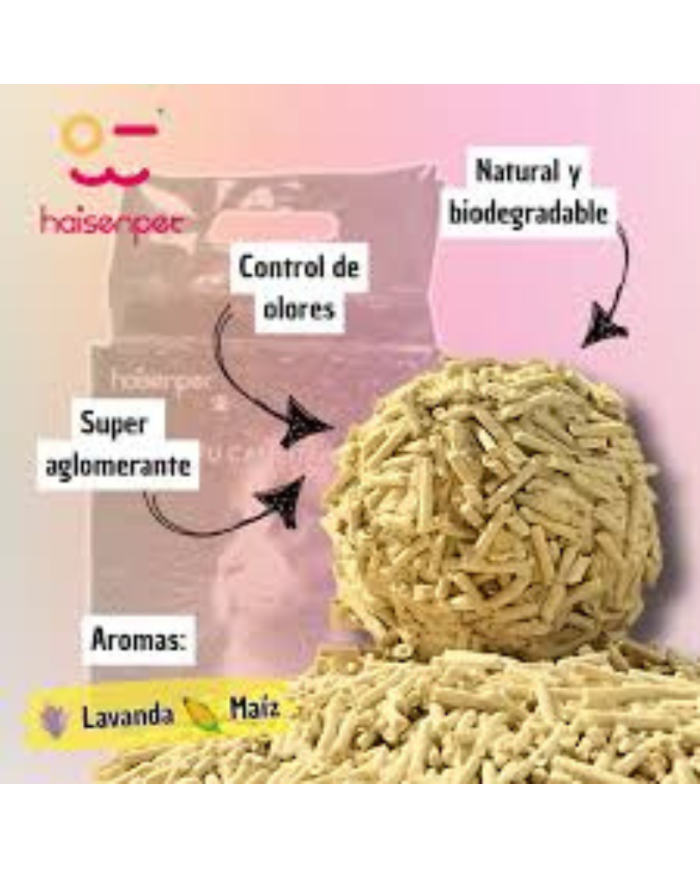 Arena Aglomerante Biodegradable Tofu y Maíz Hainsepet