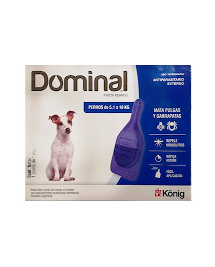 Pipeta Antipulgas Garrapatas Dominal para perros. Además repelente de mosquitos