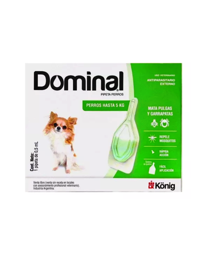 Pipeta Antipulgas Garrapatas Dominal para perros. Además repelente de mosquitos