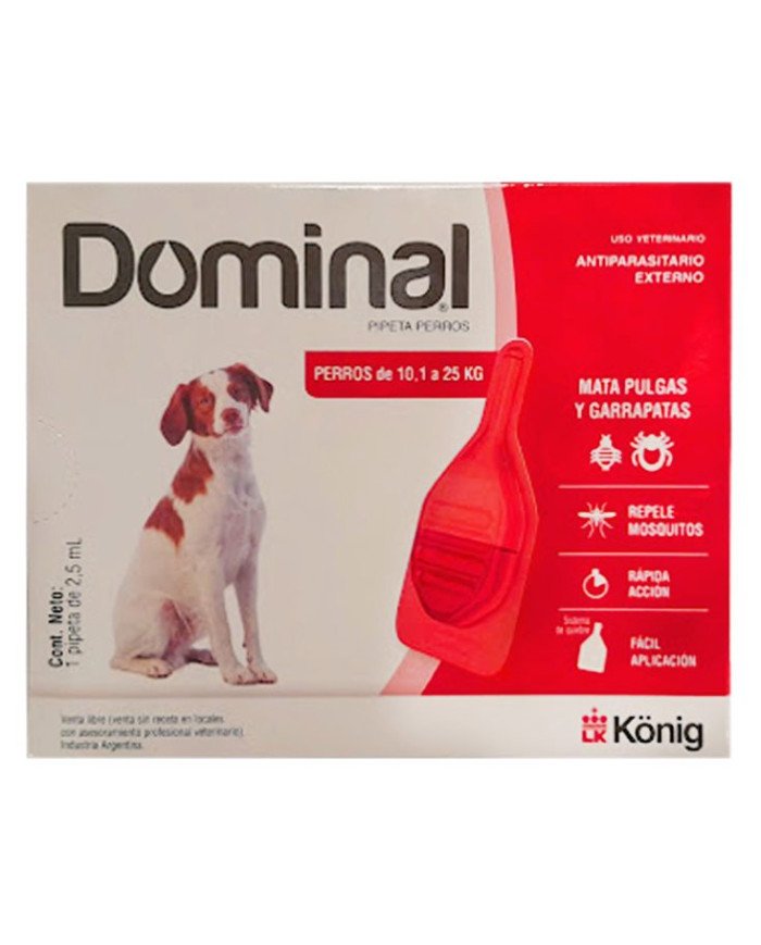 Pipeta Antipulgas Garrapatas Dominal para perros. Además repelente de mosquitos