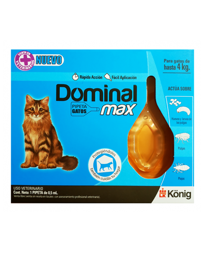 Pipeta antipulgas y piojos. Dominal para gatos