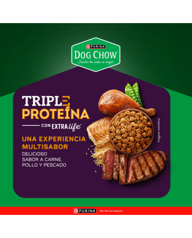 Dog Chow Triple Proteína Extra Life Alimento para Perros todas las razas