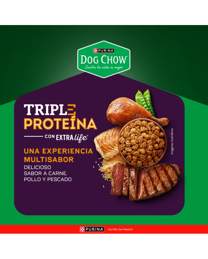 Dog Chow Triple Proteína Extra Life Alimento para Perros todas las razas