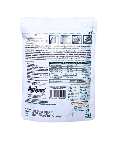 Alimento Húmedo para perros adultos Nutrapro Chunk Paté