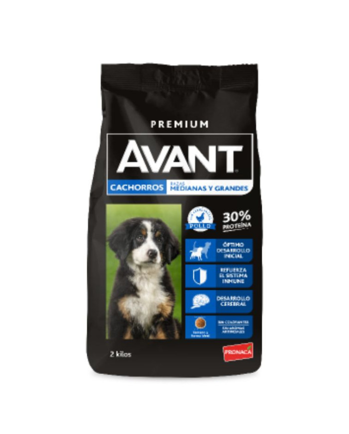 Alimento premium para cachorros que serán de razas razas medianas a grandes. Avant